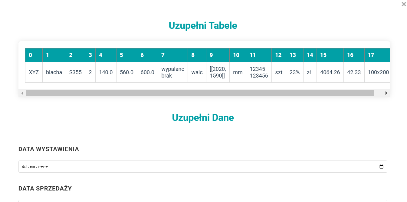 Połączenie między magazynem a fakturą